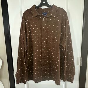 George Brown Patterned Super Soft Knit Button-Down Shirt | Men’s 3XL